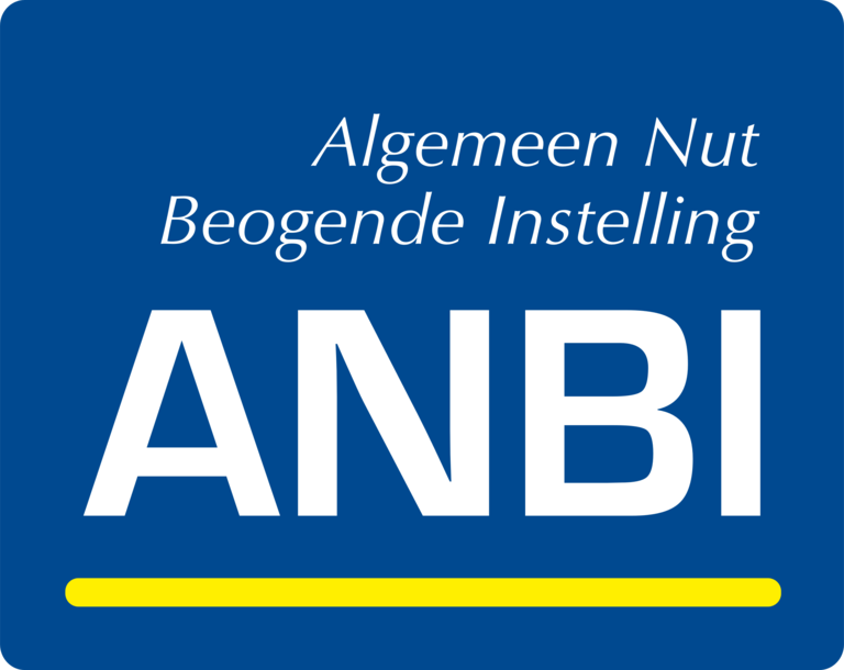 Vierkant blauw logo met witte tekst 'Algemeen Nut Beogende Instelling'